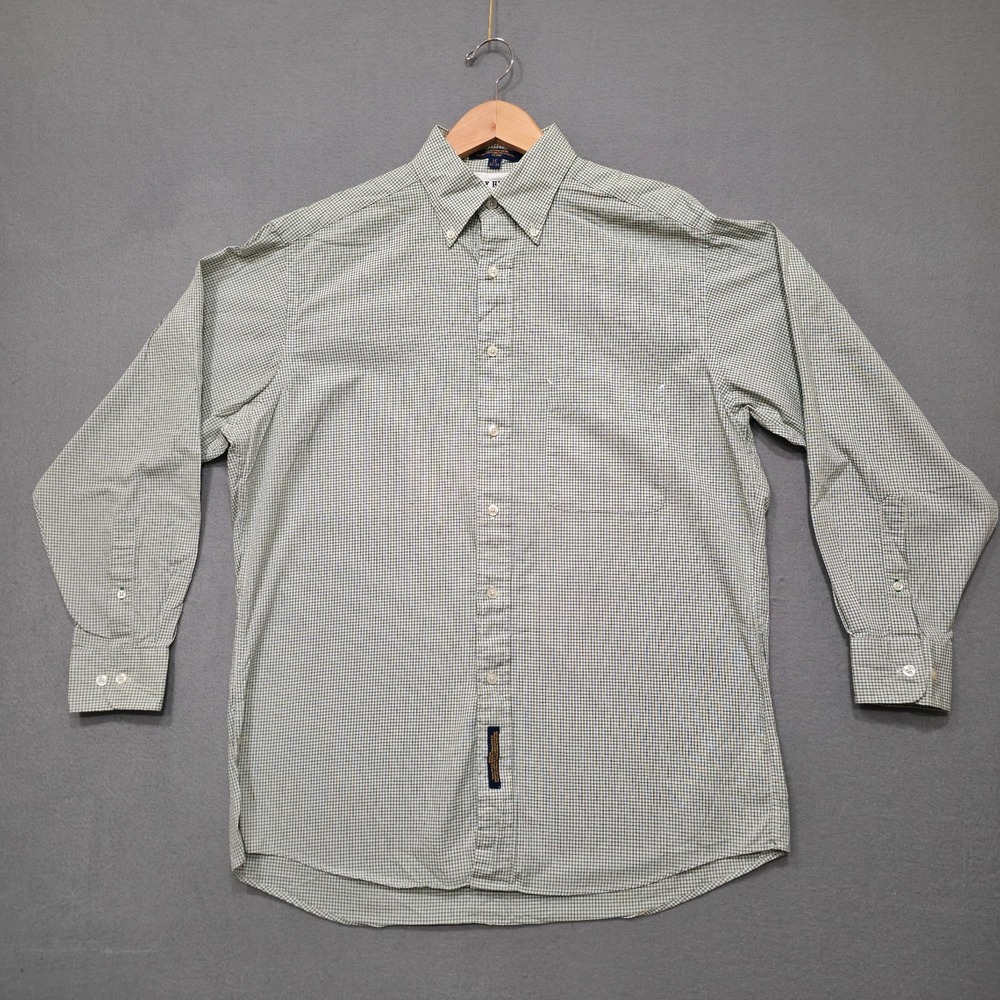 Vintage Tommy Hilfiger Lion Crest Men's Green Check Dress Shirt Size 15-32/33